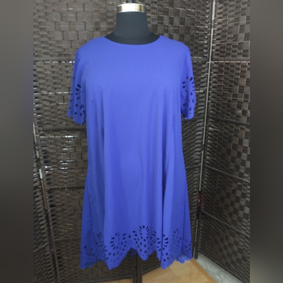4XL(Best Fit 3X) SHEIN Cobalt Blue Cutout Dress - Picture 12 of 16